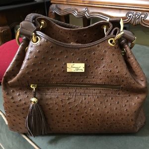 Brown Kelly handbag embossed